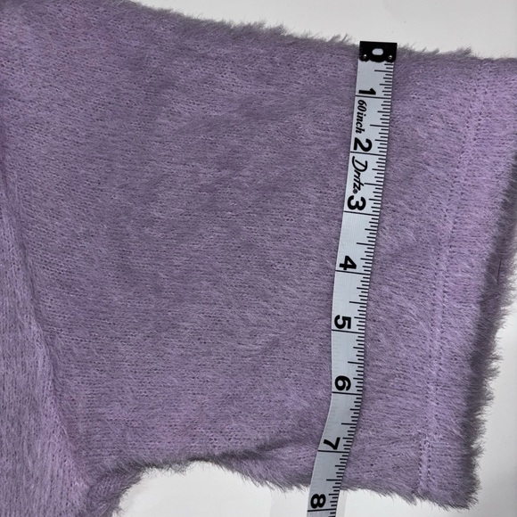 Anthropologie Women’s Lilac Fluffy Knit Short Sleeve Sweater Top Size M NWT - Picture 10 of 10